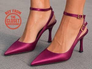 ZARA Satin Magenta Slingback Heels NWT Pointed Toe Stiletto 7.5
